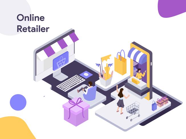 Online Retailer Isometric Illustration. Modern flat design style for website and mobile website.Vector illustration vector