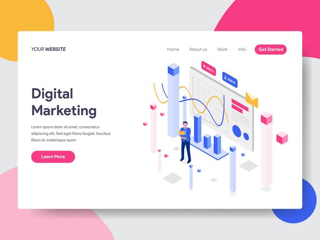 Landing page template of Engagement Rate Isometric Illustration Concept. Isometric flat design concept of web page design for website and mobile website.Vector illustration vector