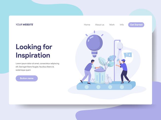 Landing page template of Looking for Ideas and Inspiration Illustration Concept. Isometric flat design concept of web page design for website and mobile website.Vector illustration vector