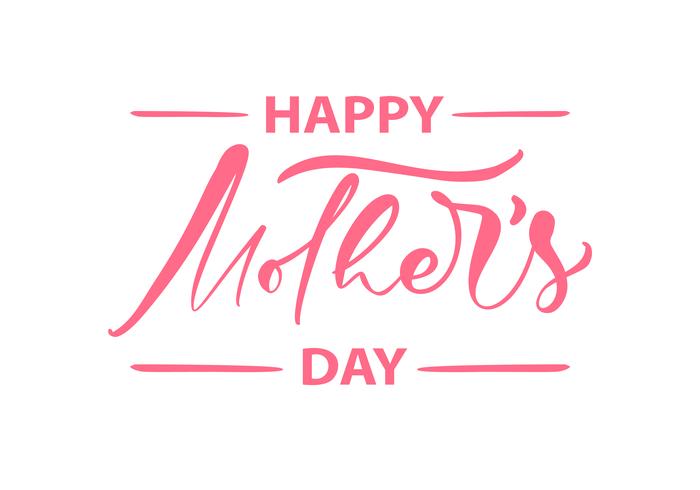 Texto de caligrafía de vector de feliz día de la madre rosa.