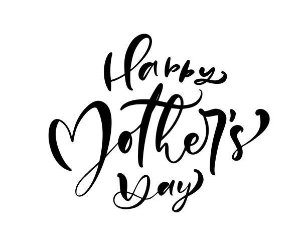 Happy Mother's Day lettering black vector calligraphy text.