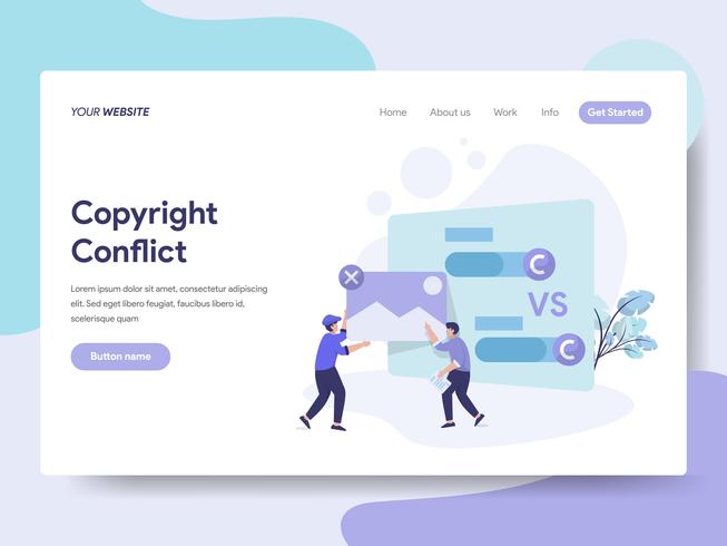 Landing page template of Copyright Conflict Illustration Concept. Isometric flat design concept of web page design for website and mobile website.Vector illustration vector