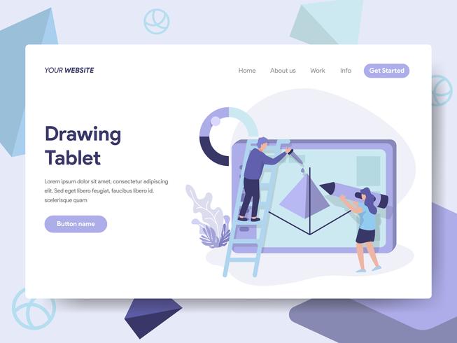 Landing page template of Drawing Tablet Illustration Concept. Isometric flat design concept of web page design for website and mobile website.Vector illustration vector