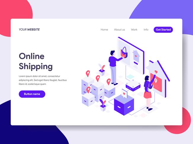 Landing page template of Online Shopping Illustration Concept. Isometric flat design concept of web page design for website and mobile website.Vector illustration vector