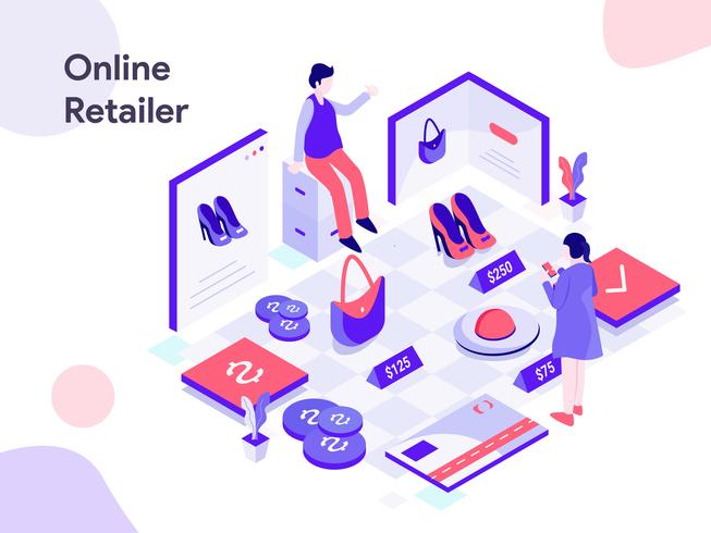 Online Retailer Isometric Illustration. Modern flat design style for website and mobile website.Vector illustration vector