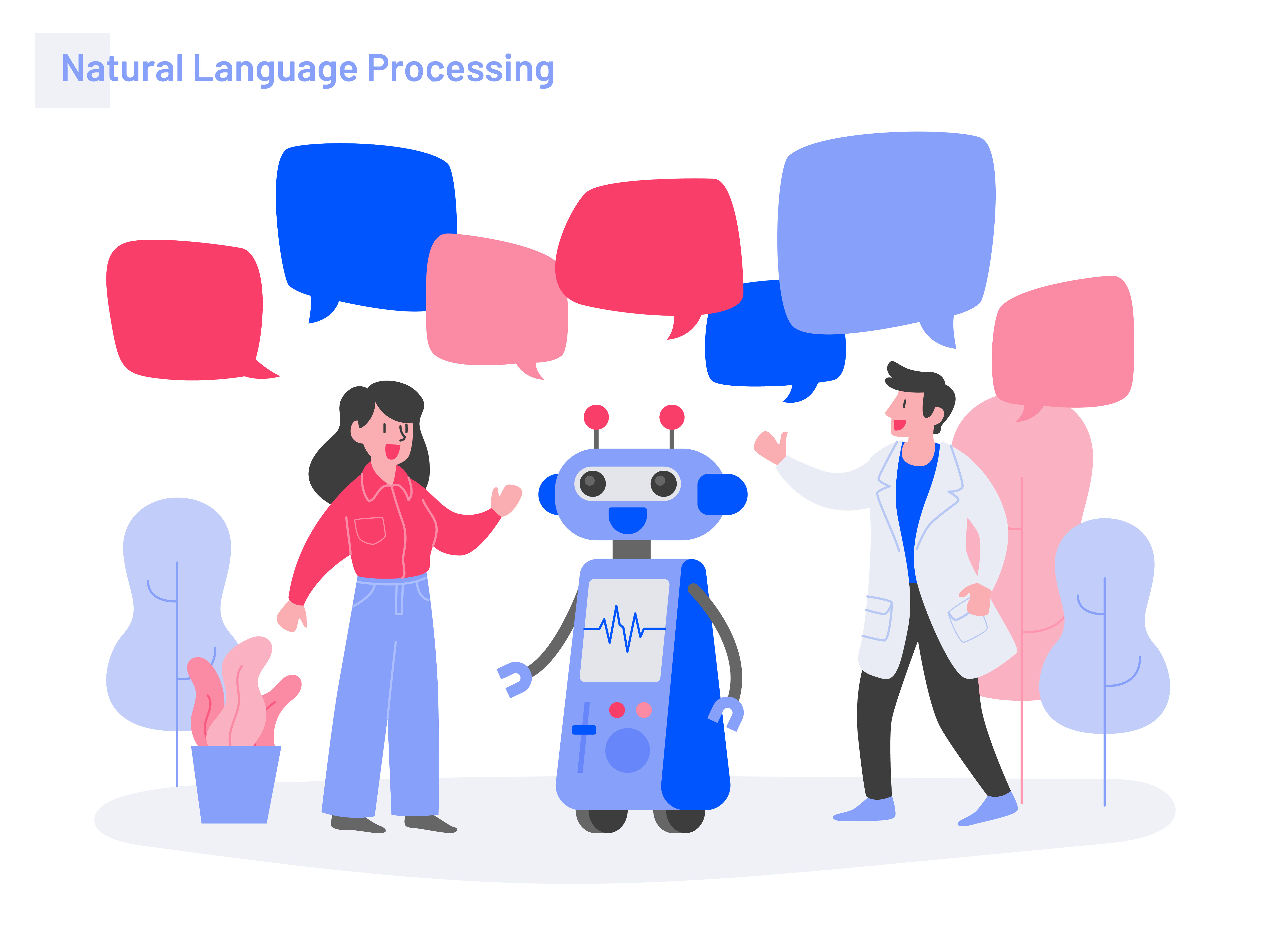 Natural Language Processing Illustration Concept. Modern flat design ...