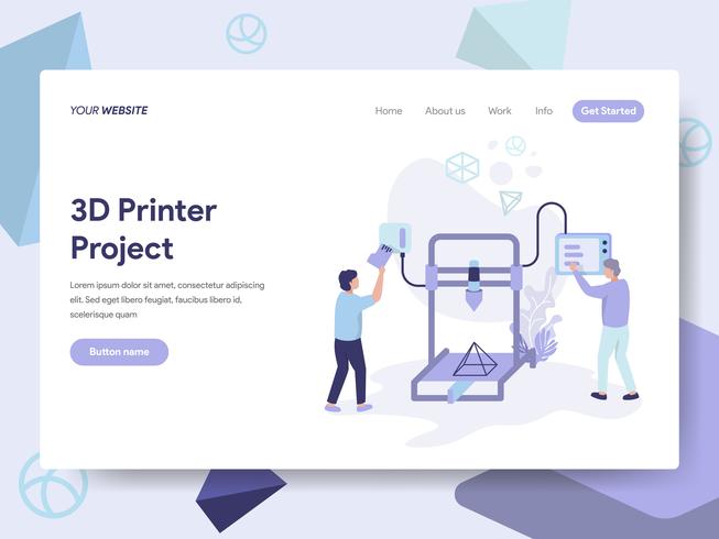 Landing page template of 3D Printer Illustration Concept. Isometric flat design concept of web page design for website and mobile website.Vector illustration vector