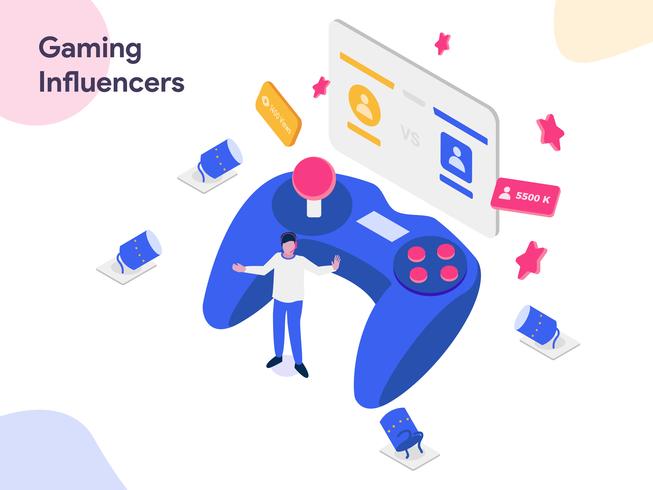 Gaming Influencers  Isometric Illustration. Modern flat design style for website and mobile website.Vector illustration vector