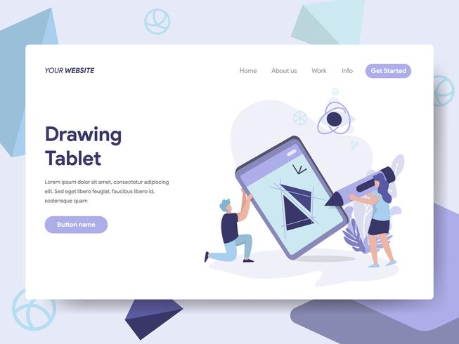 Landing page template of Drawing Tablet Illustration Concept. Isometric flat design concept of web page design for website and mobile website.Vector illustration vector