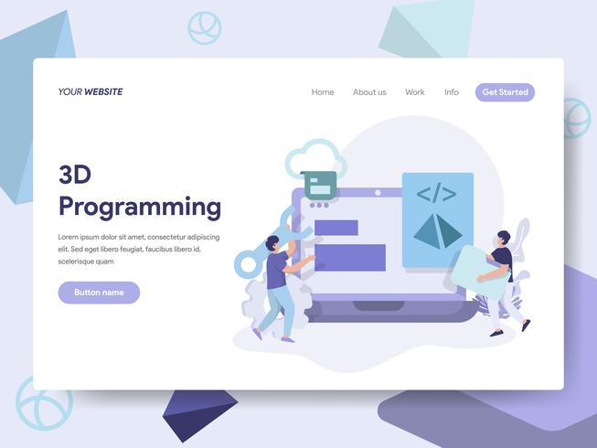 Landing page template of 3D Programming Illustration Concept. Isometric flat design concept of web page design for website and mobile website.Vector illustration vector