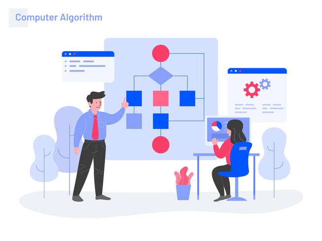 Computer Algorithm Illustration Concept. Modern flat design concept of web page design for website and mobile website.Vector illustration vector