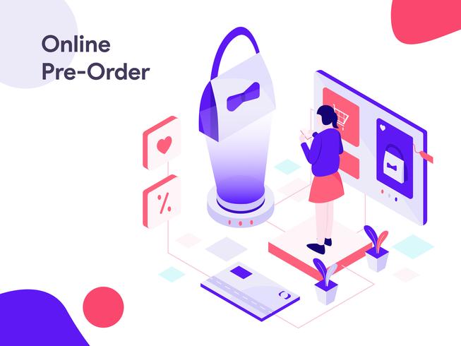 Online Pre Order Isometric Illustration. Modern flat design style for website and mobile website.Vector illustration vector