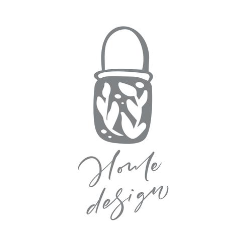 Diseño de interiores vector de moda hyge floral dibujado a mano la belleza.