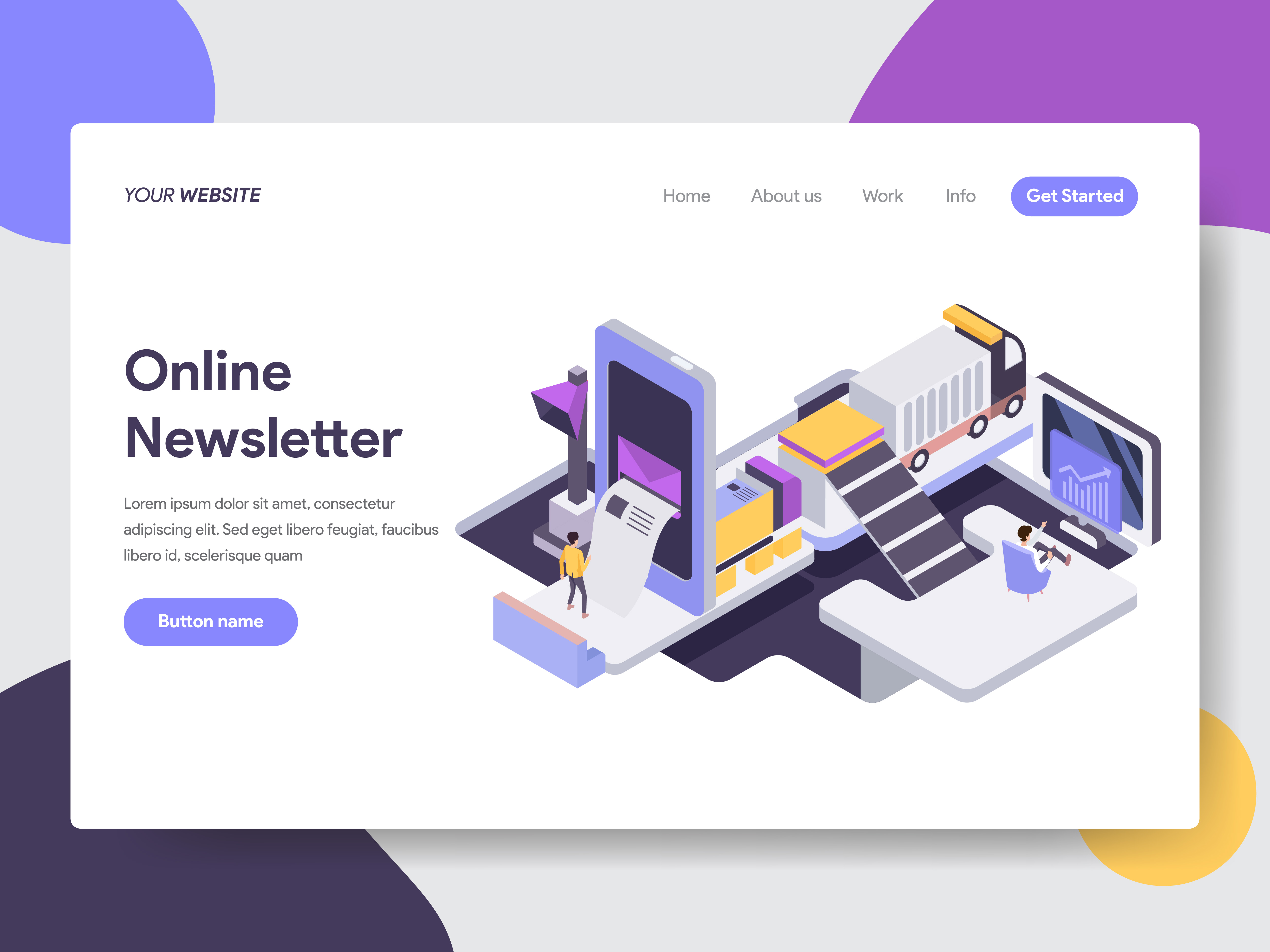 Landing page template of Online Newsletter Mobile Illustration Concept ...