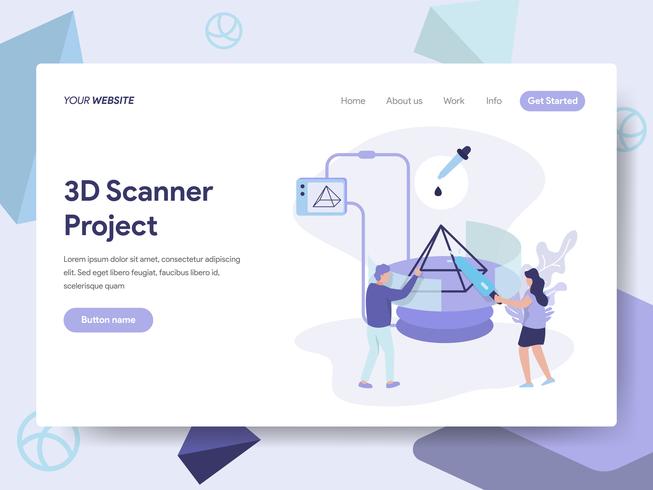Landing page template of 3D Scanner Illustration Concept. Isometric flat design concept of web page design for website and mobile website.Vector illustration vector