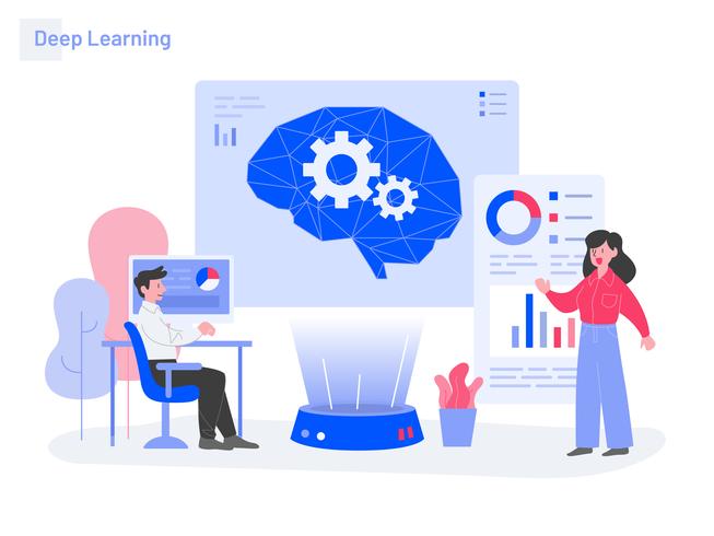 Deep Learning Illustration Concept. Modern flat design concept of web page design for website and mobile website.Vector illustration vector