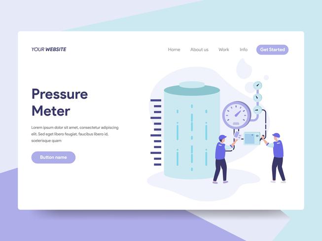 Landing page template of Gas Tank Pressure Meter Illustration Concept. Isometric flat design concept of web page design for website and mobile website.Vector illustration vector