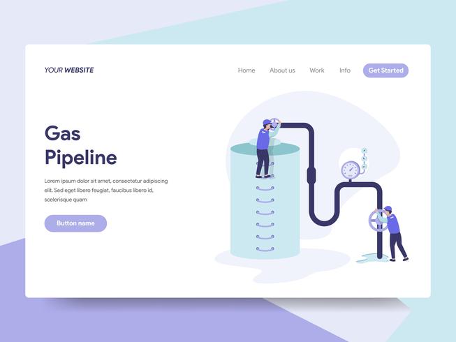 Landing page template of Gas Pipeline Illustration Concept. Isometric flat design concept of web page design for website and mobile website.Vector illustration vector
