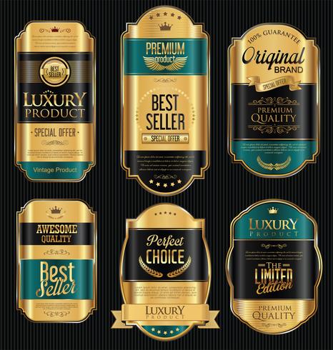 Luxury premium golden badges and labels vector