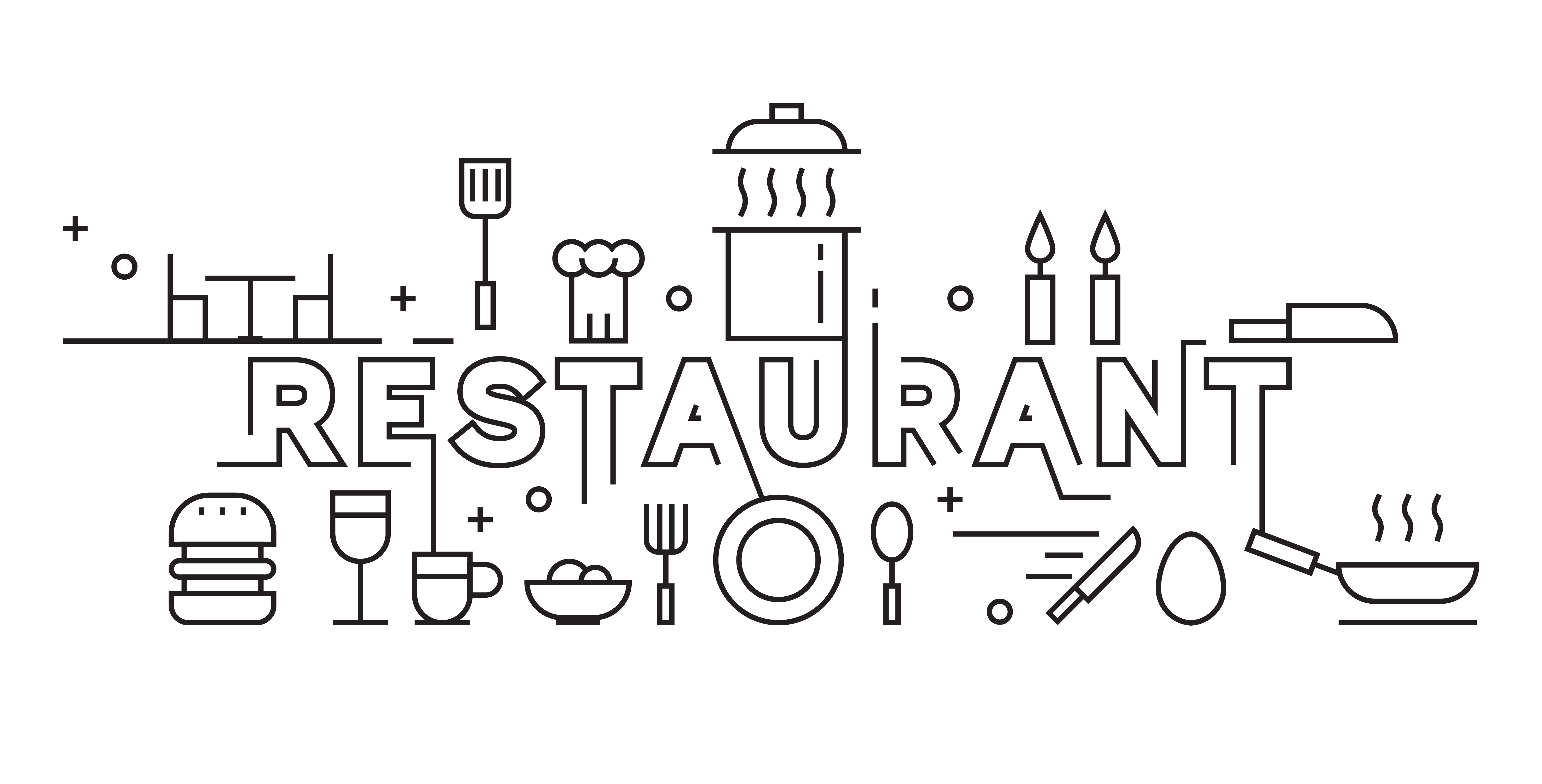 Restaurant Line Art Design Culinary Concept Background And Banner