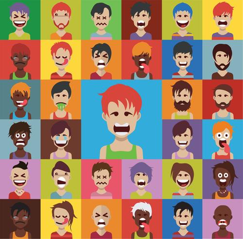 Set of colorful avatars of characters vector