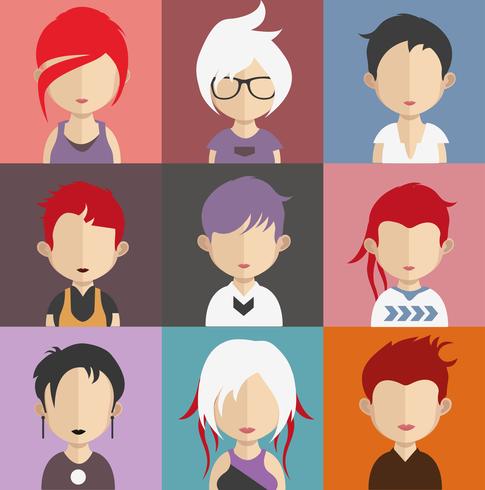 Set of colorful avatars of characters vector