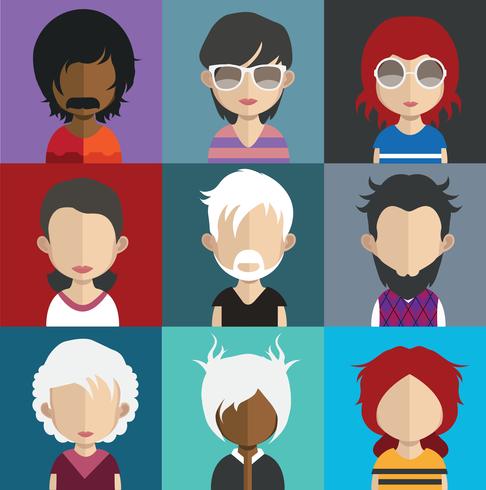 Set of colorful avatars of characters vector