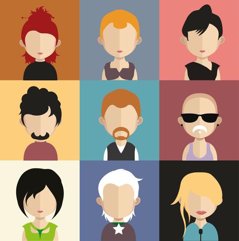 Set of colorful avatars of characters vector