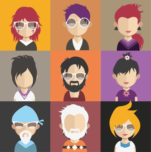 Conjunto de coloridos avatares de personajes. vector