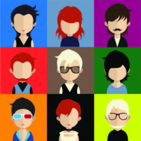 Conjunto de coloridos avatares de personajes. vector