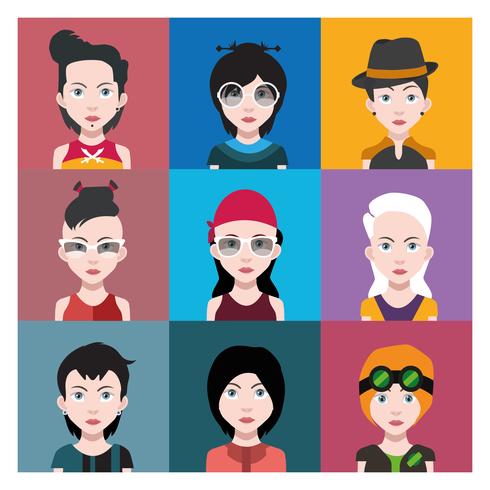 Conjunto de coloridos avatares de personajes. vector