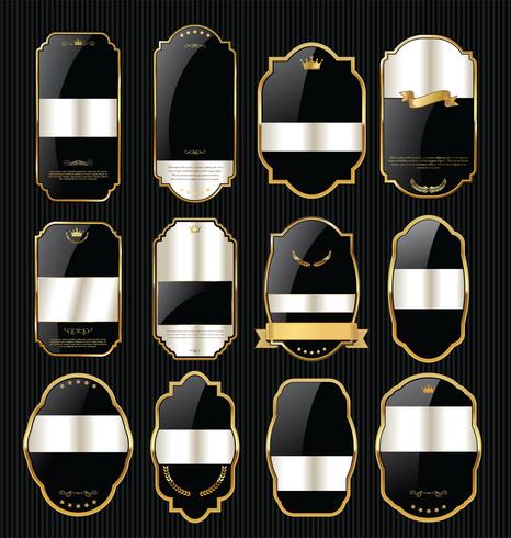 Luxury premium golden badges and labels vector