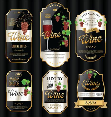 Luxury golden wine label vector