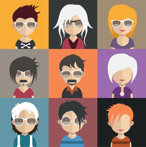 Conjunto de coloridos avatares de personajes. vector