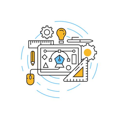Graphic Design Illustration Flat Line Design With Orange And Blue