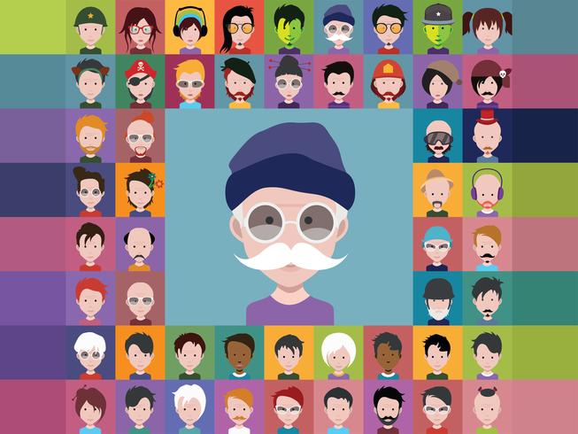 Set of colorful avatars of characters vector