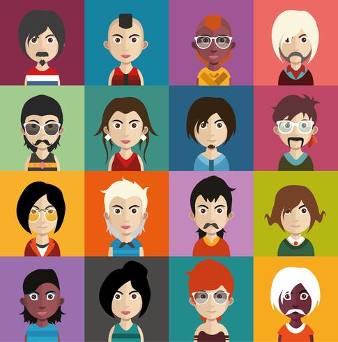 Set of colorful avatars of characters vector