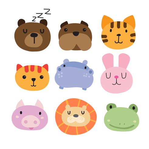 animals head collection design vector