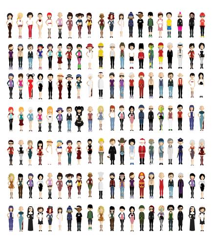 Set of colorful avatars of characters vector