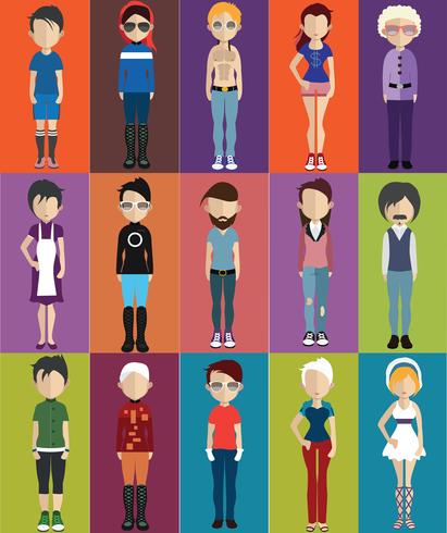 Set of colorful avatars of characters vector