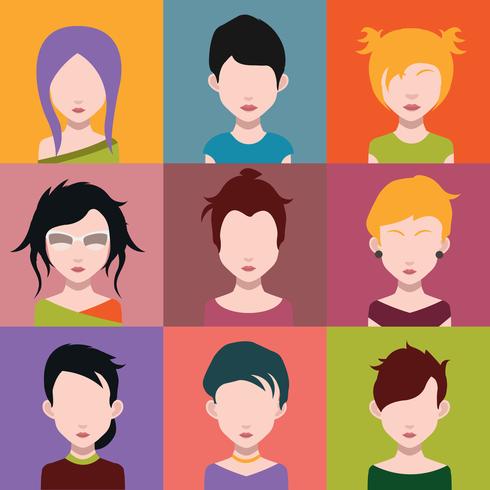 Set of colorful avatars of characters vector