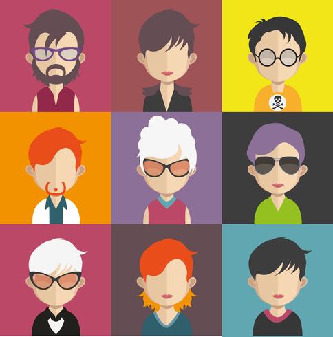 Set of colorful avatars of characters vector