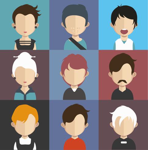 Set of colorful avatars of characters vector