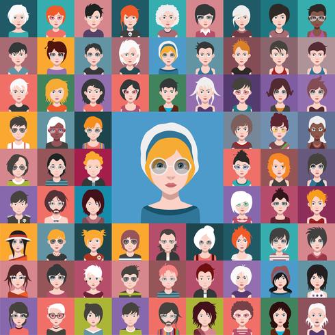 Set of colorful avatars of characters vector