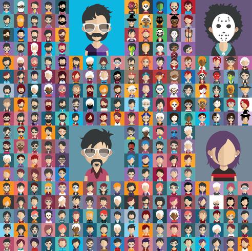 Set of colorful avatars of characters vector