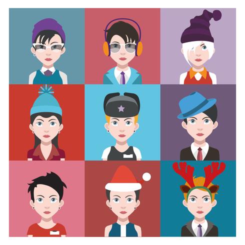 Set of colorful avatars of characters vector