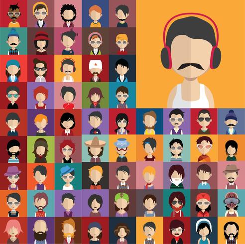 Conjunto de iconos de personas con caras vector