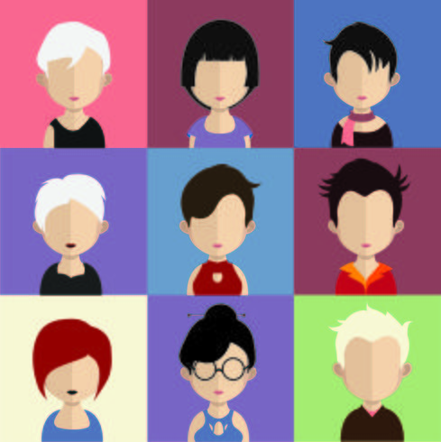 Set of colorful avatars of characters vector