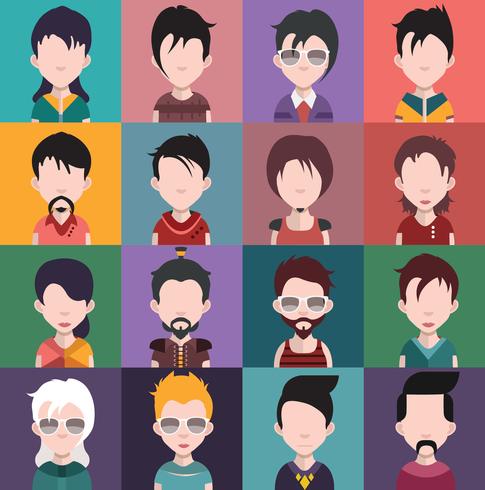 Set of colorful avatars of characters vector