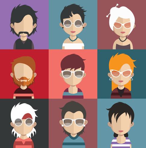 Conjunto de coloridos avatares de personajes. vector